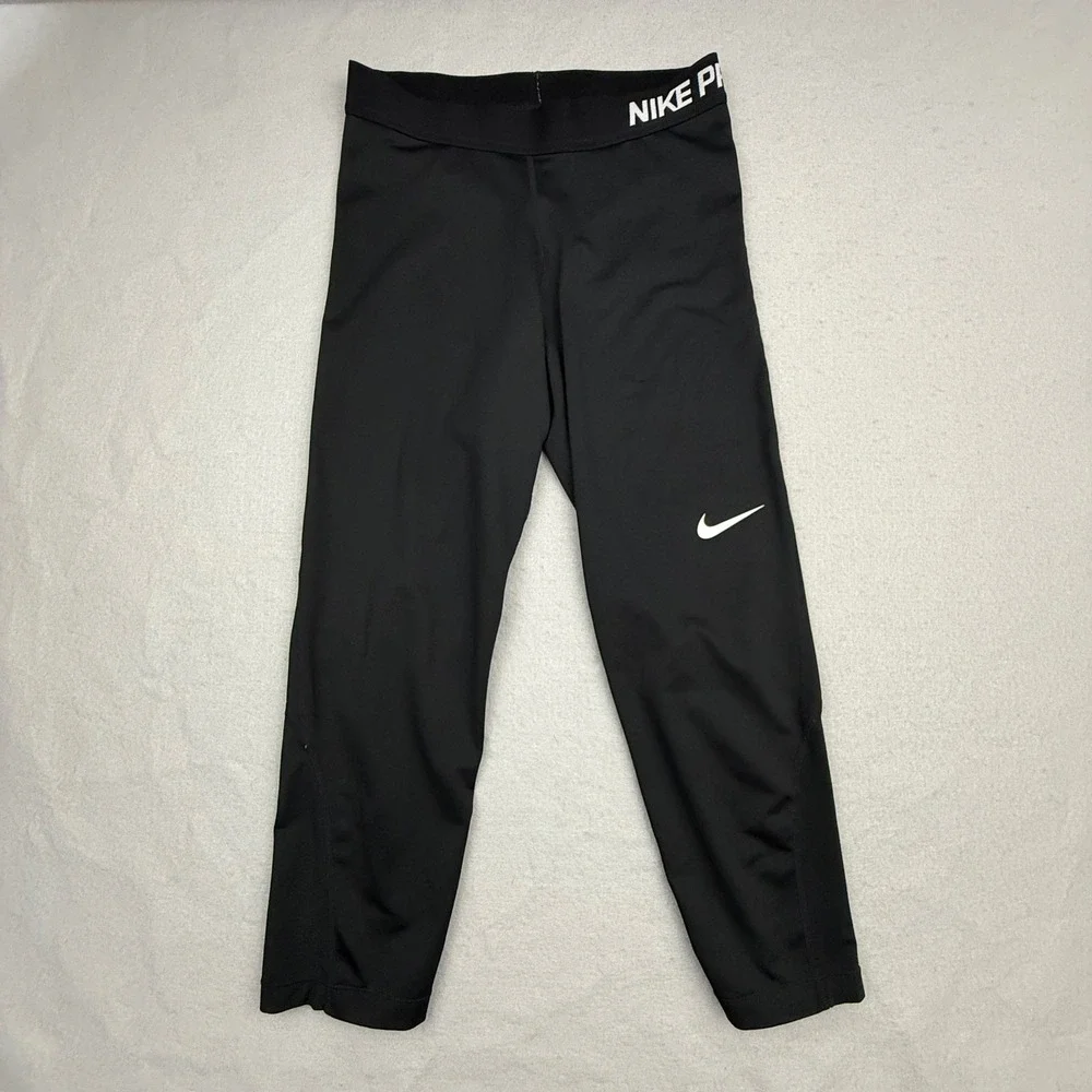 Nike Pro Leggings Womens Medium Black Athletic Dri-Fit Cropped Compression